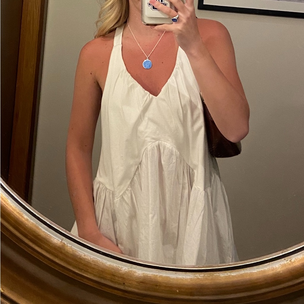 White Flowy anthropology dress